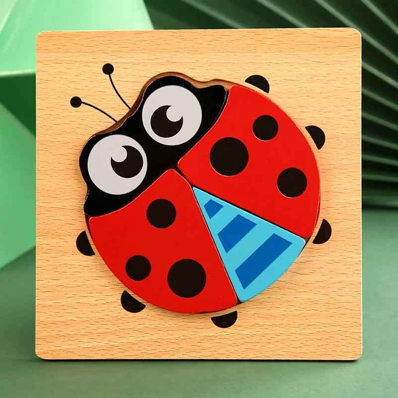 Puzzle 3D en bois – Animaux & véhicules