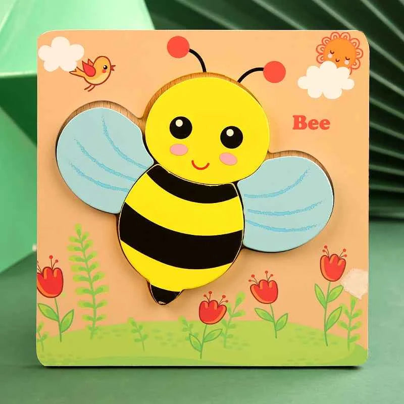 Puzzle 3D en bois – Animaux & véhicules