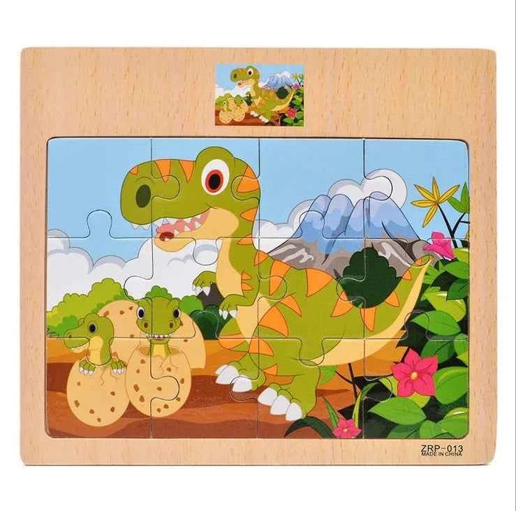 Puzzle en bois – Animaux & véhicules (9 ou 12 pièces)