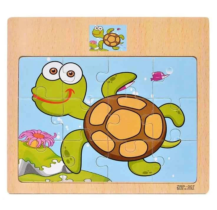 Puzzle en bois – Animaux & véhicules (9 ou 12 pièces)