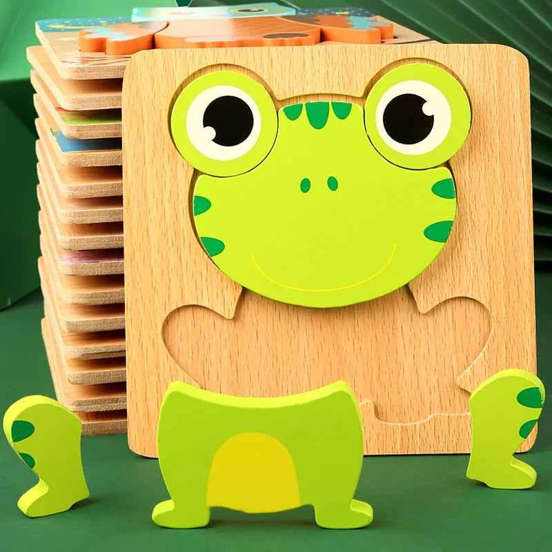 Puzzle 3D en bois – Animaux & véhicules