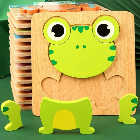 Puzzle 3D en bois – Animaux & véhicules