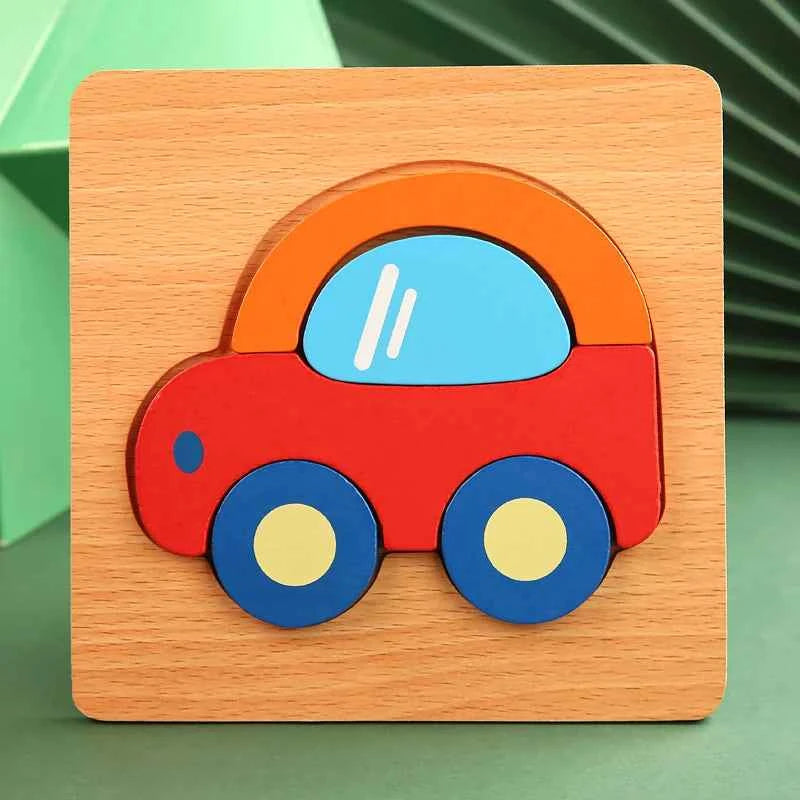 Puzzle 3D en bois – Animaux & véhicules