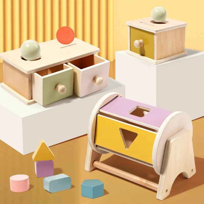 Jouet Montessori 2 en 1 – Boîte à formes et balles