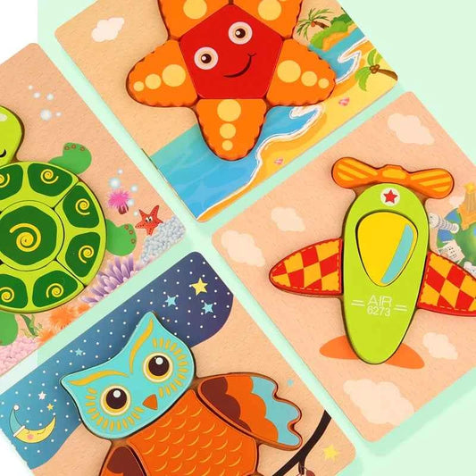 Puzzle 3D en bois – Animaux & véhicules