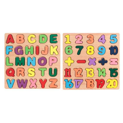 Puzzle en bois – Alphabet et chiffres colorés